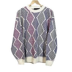 Vintage 90s New Yorker Multicolor 3D Textured Cosby Cotton Sweater USA Made